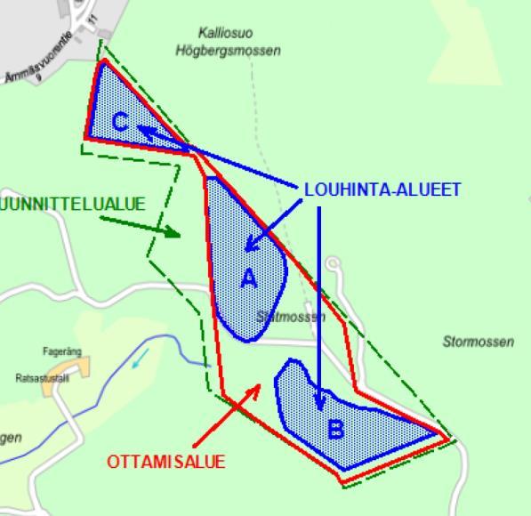 18 Kuva 13. Hankkeen suunnittelualue Suunnittelukohde on Högbergetin kallioalue Kalliosuon eteläpuolella. Alue on nyky-tilassa metsätalouskäytössä.