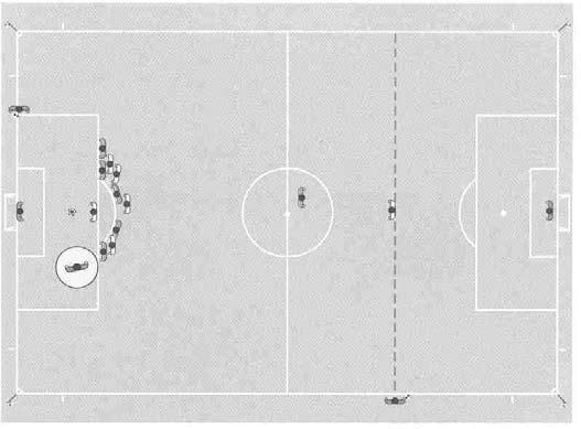 4. Maalivahdin pallon vapauttaminen peliin Avustavan erotuomarin on sijoituttava samaan tasoon rangaistusalueen rajan kanssa ja valvottava, ettei maalivahti koske