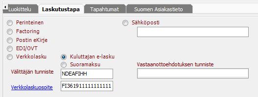 Laskuaihekoodi-kentässä palautetaan tieto asiakkaalle aktivoitavasta laskuaihekoodista.