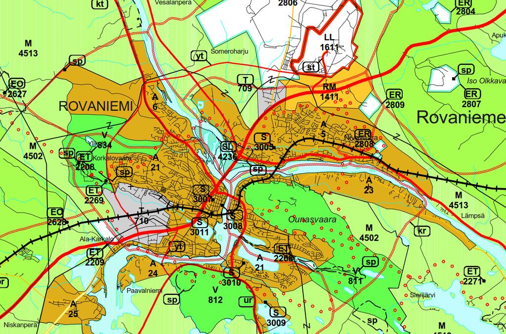 10 4.1.3 Maanomistus Suunnittelualueella on Rovaniemen kaupungin, yksityisten ja valtion sekä yhtymien maanomistusta. 4.2 