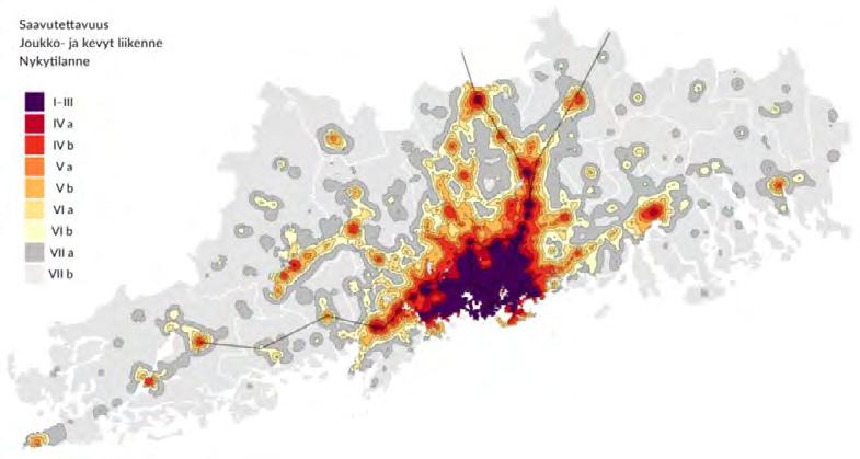 Saavutettavuus Joukko- ja kevyt liikenne Nykytilanne SAVU eli saavutettavuusanalyysi Saavutettavuustarkastelut perustuvat liikennejärjestelmän ja maankäytön määrittämään saavutettavuuteen, jolla