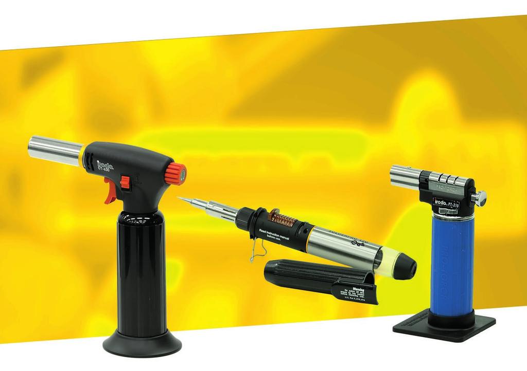 Sisältö IRODA -työkalut o Puhalluslamput 3 o Mitoimikolvit- ja sarjat 7 o Kuumailmatyökalut 9 o Kuumaliimatyökalut 10 o Juotostarvikkeet ja täyttökaasu 11 BUTANE POWER TECHNOLOGY AT THE LEADING EDGE