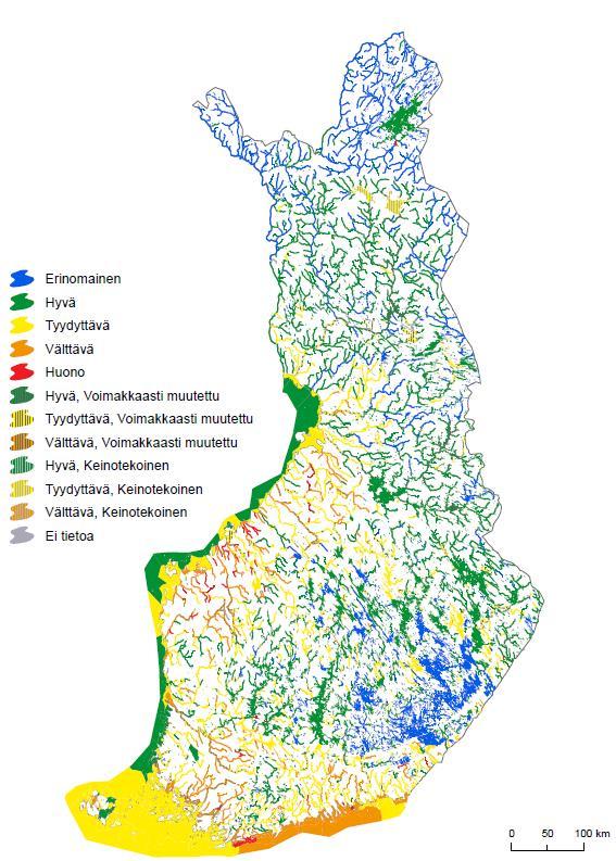 Vesien ekologinen tila Suuri osa