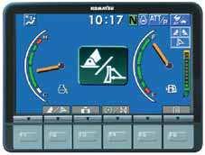 Helppokäyttöinen Komatsu PW148-8 mallin hallintajärjestelmä on kuljettajan sormenpäiden ulottuvilla.