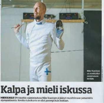 fi/media/mediassa/urheilusanomat-kalpa-ja-mieli-iskussa/ HBL 13.2.2017: Niko Vuorinen skrev finsk fäktningshistoria (Vancouver brons) http://www.fencing-pentathlon.