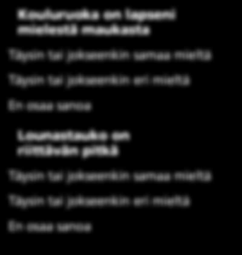 Kouluruokailu Vanhemmat suhtautuvat kouluruokailuun