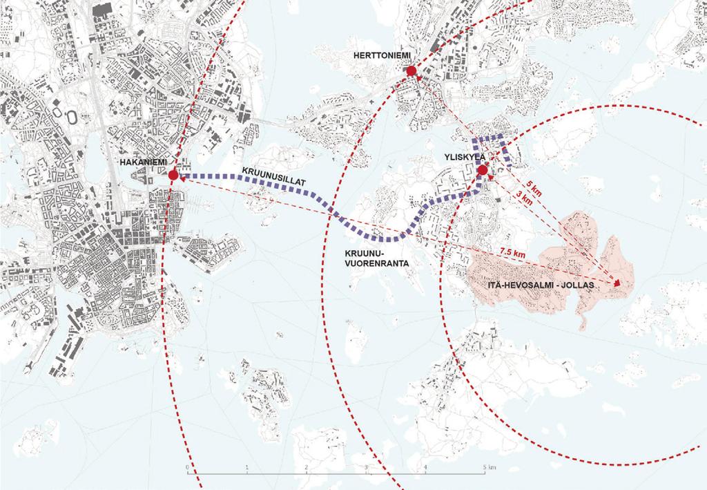 Kuva: Suunnittelualueen sijainti kaupunkirakenteessa. 1. JOHDANTO 1.1 TAUSTA Helsingin Kaupunkiympäristön Asemakaavapalvelut on aloittanut Jollaksen suunnitteluperiaatteiden laadinnan.