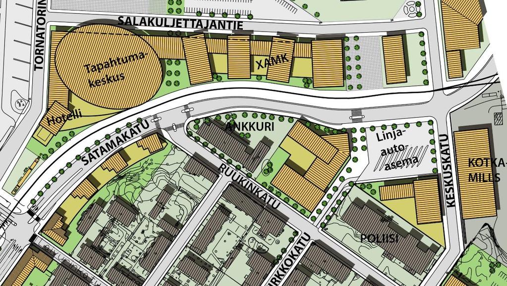 12 Kantasataman rakentamisen myötä korostuu Ruukinkadun varren kortteleiden merkitys.