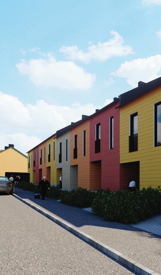 Eurooppalaista townhouse-henkeä Asunto Oy Helsingin Kaarelan Helmessä on kahden ja kolmen makuuhuoneen rivitalokoteja, kooltaan 69-74 m 2.