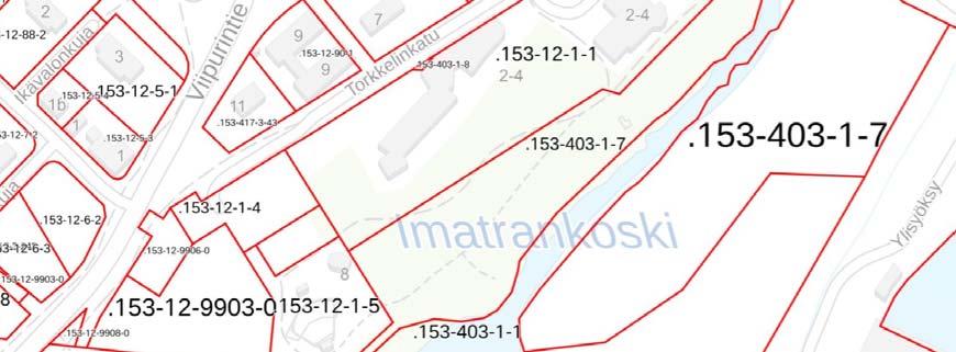 Maanomistus Suunnittelualue on Imatran kaupungin omistuksessa lukuun ottamatta kiinteistöjä 153-417-3-43, 153-12-90-1, 153-12-91-2, 153-12-91-1, 153-12-92-1 ja 153-12- 1-1.