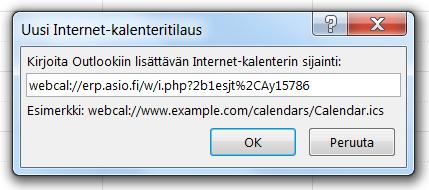 3. Näkymään avautuu nettikalenterin tilausruutu.