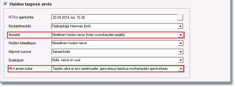 Tähän kenttään laitetaan yhteydenottoon liittyviä tietoja, esimerkiksi asiakkaan kertomus tai muita huomioita yhteydenotosta ja hoidon tarpeen arviosta. 3.