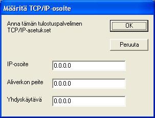 Jos valitset Brother-vertaisverkkokirjoittimen, näkyviin tulee seuraava näyttö.