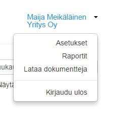 uloskirjautumiseen. 3.1 Asetukset Voit vaihtaa ja täydentää yrityksesi perustietoja asetuksissa.