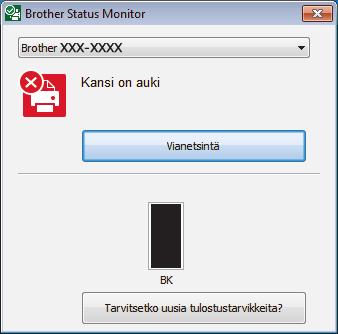 A Vianetsintä Tämän osion avulla voit ratkaista Brother-laitteen käytössä esiintyviä ongelmia. Ongelman selvittäminen Vaikka laitteessasi on mielestäsi vika, voit korjata useimmat viat itse.