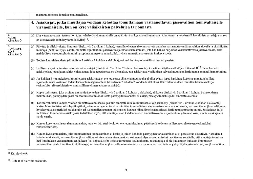 määrämuotoisessa lomakkeessa luetellaan. 4.