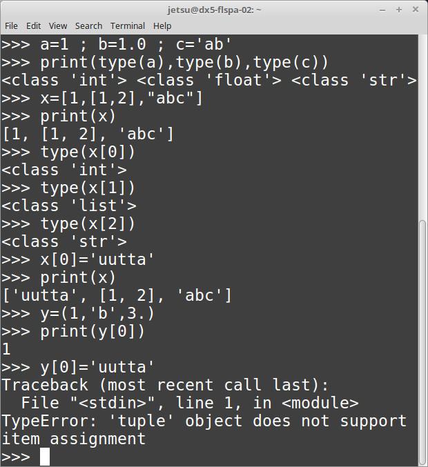 L3: python python python a=1 ; b=1.