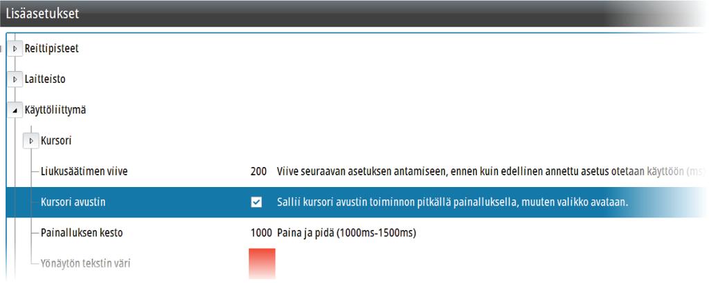 Kun valitset tämän kohdan, voit tarkastella aiemmin tallennettuja tietoja kartan tietokerroksessa.