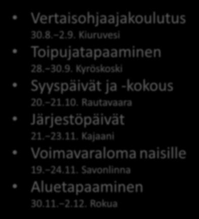 Tulossa Vertaisohjaajakoulutus 30.8. 2.9.