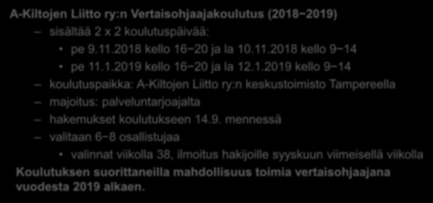 Vertaisohjaajaksi koulutukseen tai voimavaralomalle? A-Kiltojen Liitto ry:n koulutuksissa ja A-kiltalaisille järjestettävillä voimavaralomilla on mukana A-kiltalainen vertaisohjaaja, joka mm.