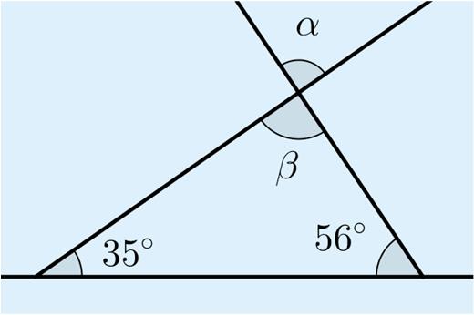 Huippu Kertaus Tehtävien ratkaisut Kustannusosakeyhtiö Otava päivitetty 30.7.018 c) Kolmiossa on 35 :n ja 56 :n kulmat. Merkitään kolmion kolmatta kulmaa kirjaimella β.