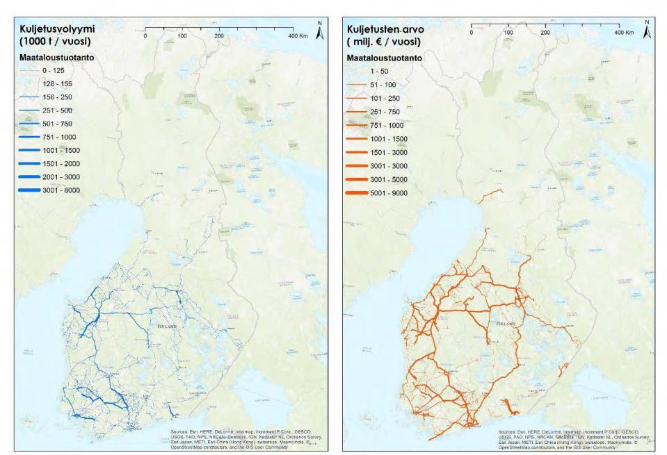 Maataloustuotanto 7 Kuljetusvolyymit keskittyneet etenkin Länsi-Suomeen, jossa on paljon alkutuotantoa Kantatiet merkittäviä maatalouden kuljetuksissa 100 % 90 % 80 % 70 % 60 % 50 % 40 %