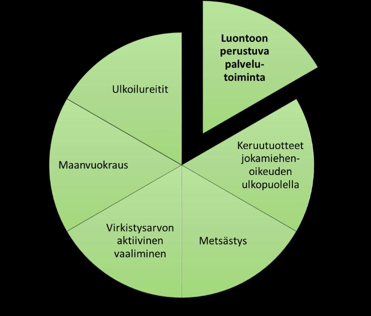 Raportti 8(35) Luontoon perustuvat palvelut -raportti kokoaa yhteen tuloksia, joita on syntynyt metsästrategiaa toteuttavassa hankkeessa Ekosysteemipalveluiden tuotteistaminen.