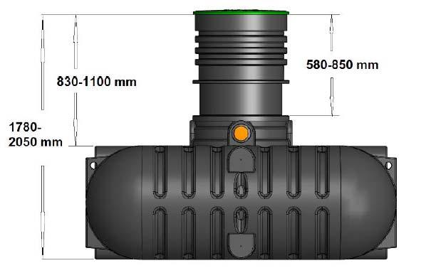 6 Huoltoputki OD800, h = 556mm Mitta huoltoputken päästä viemärin vesijuoksuun on 756mm