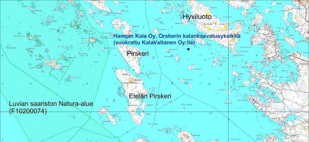 3 Kuva 3.1. Lähimpien kalankasvatuslaitosten sijainti suhteessa haettavan luvan mukaiseen toimintaan. Perus- ja yleiskarttarasteri Maanmittauslaitos 6/2012. Natura-alueet SYKE. 4.