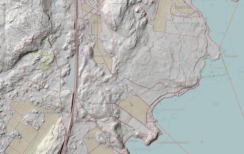 3.1.4 Topografia Maa- ja kallioperä Suunnittelualueen maaperä on pääasiassa hiekkamoreenia. Lounaisimmat osat alueesta on savea. Kallioperä on Ahvenanmaan rapakiveä.