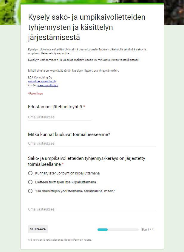 LIITE 1 Sako- ja umpikaivolietteen keräys ja käsittely LSJH:n toimialueella LIITE 1.