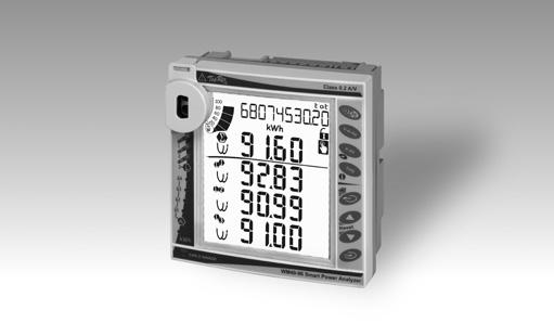 Energianhallinta Älykäs Modulaarinen tehoanalysaattori Malli WM40 96 Suojausluokka edestä: IP65, NEMA4x, NEMA12 Optinen portti edessä (ANSI tyyppi 2) RS232 ja RS485 portti (tilauksesta)