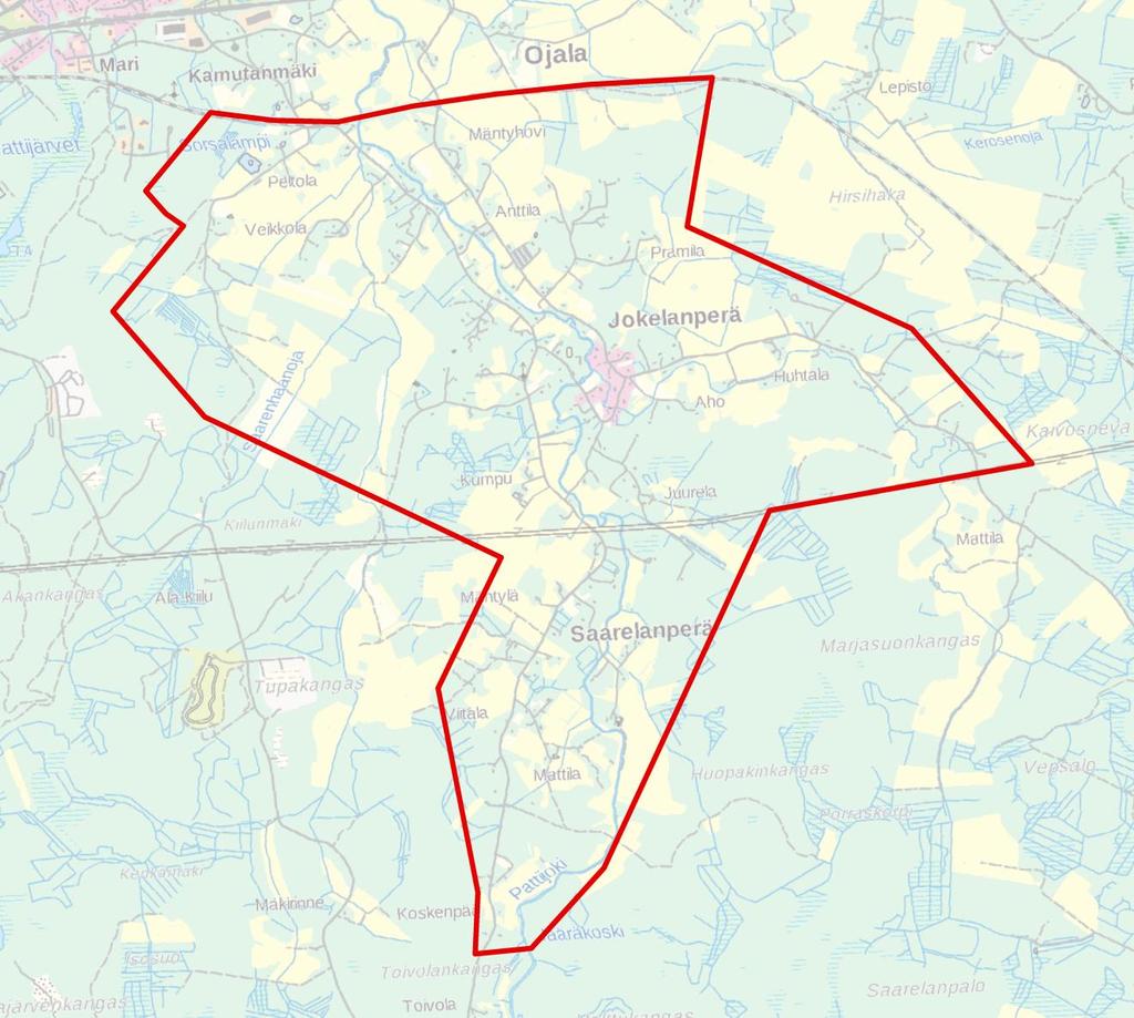 Yleiskaavoitus Jokelankylän osayleiskaava Suunnittelualue sijoittuu Pattijoen ja Huopakinojan varteen, rautatien eteläpuolelle.