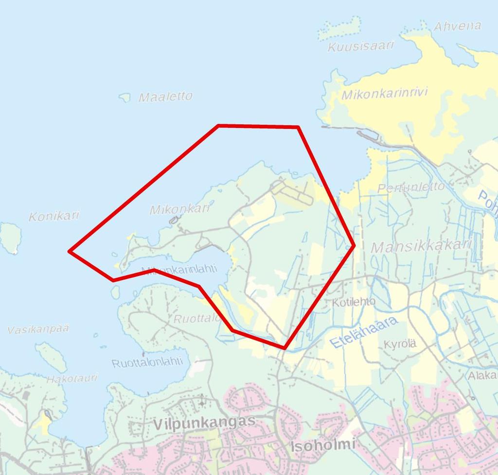 Yleiskaavoitus Mikonkarin osayleiskaava Suunnittelualue sijoittuu Mikonkarin alueelle. Suunnittelualueen rajaus tarkentuu suunnittelun käynnistyessä.