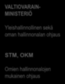 Digituen toimijat VALTIOVARAIN- MINISTERIÖ Yleishallinnollinen sekä oman hallinnonalan ohjaus STM, OKM Omien hallinnonalojen mukainen ohjaus