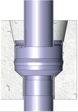 pituus, kaato 1:100-5000 - 6000 L ø 75 mm H Palokatko Valusuoja RST Tuotekoodi VEK-RST 82 / 73 / EI60 / 150 mm Jos vesiuran pituus yli 7000 mm, suositellaan laattaan kaksi kaivoa.