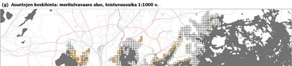 Kuva 14. Omakoti- ja rivitalojen pitkän aikavälin (2000 2011) markkinahintojen keskiarvo (1000 euroa/m 2 alueilla, jotka sijaitsevat 1/1000 tulvariskialueella.