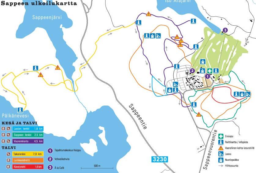 Matkailukeskuksesta on reittiyhteys Laipanmaan erämaa-alueen poluille.