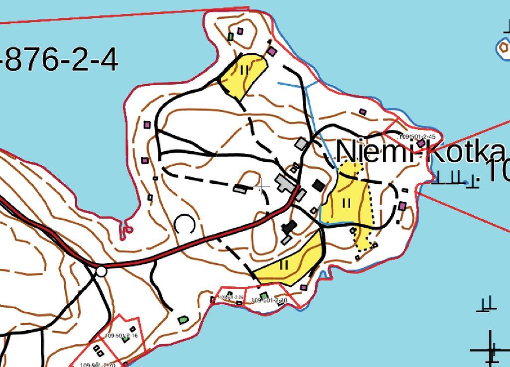 109-501-2-45 109-501-2-71 Kuva 2. Suunnittelualueen likimääräinen rajaus (punaisella).