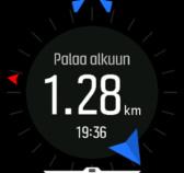 Siirry Reitti takaisin -näytöltä pikavalintavalikkoon pyyhkäisemällä ylöspäin tai painamalla alapainiketta. 2. Valitse Tiedot. 3.