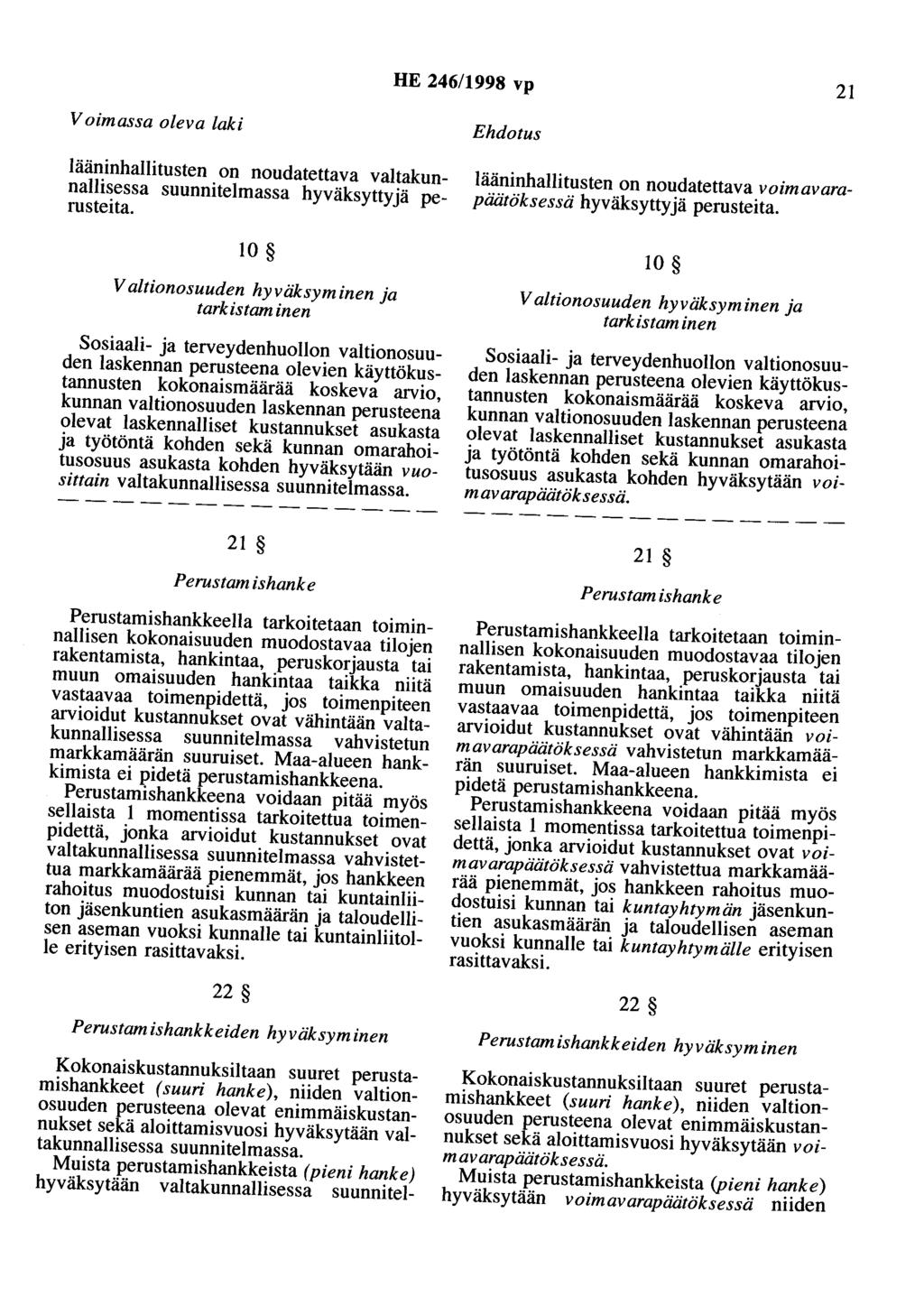 HE 246/1998 vp 21 lääninhallitusten on noudatettava valtakunnallisessa suunnitelmassa hyväksyttyjä perusteita.