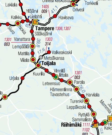 Selvityksen tausta Riihimäki Tampere-rataosa on Suomen rataverkon vilkkaimmin liikennöityjä. Rataosalla tehtiin vuonna 2016 yhteensä 4,4 milj. junamatkaa ja kuljetettiin noin 3,9 milj. tonnia tavaraa.