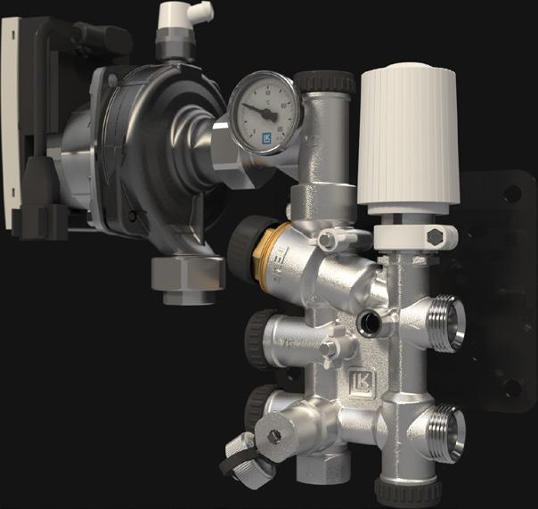 Jakotukkisäätimen periaatekaavio LK Jakotukkisäädin LK OptiFlow M LK VKF RF Lämpötilanrajoitin 22 55 C. Kiertovesipumppu, Wilo Yonos ara RSB15/6-RKA, jossa automaattinen kierroslukusäätö. Maks.