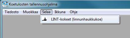 10 4. Linnunhaukkukoe (LINT) Nämä ohjeet pätevät soveltuvin osin kaikkiin ohjelman