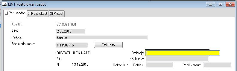 Kun oikea koira on löytynyt, nähdään koiran tiedot