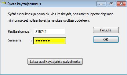 Koesihteerin ei tarvitse kirjautua ohjelmaan.