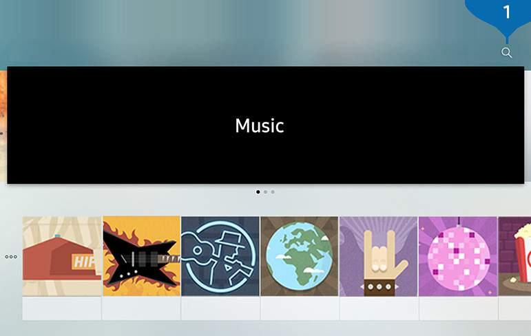 Music Servicen käyttäminen Tämä on musiikkipalvelusovellus, joka antaa kappalesuosituksia. Musiikki Musiikki Esitellyt Televisiosi kuva voi poiketa edellä näytetystä mallista ja alueesta riippuen.