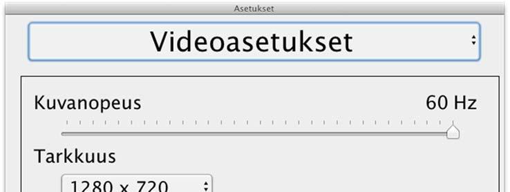 7.4.3.2 Video Settings (Videoasetukset) Kuvanopeus Voit rajoittaa kameran kuvanopeutta.