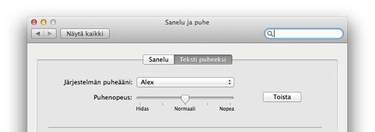 7.5 Äänten lataus Mac OS X 10.