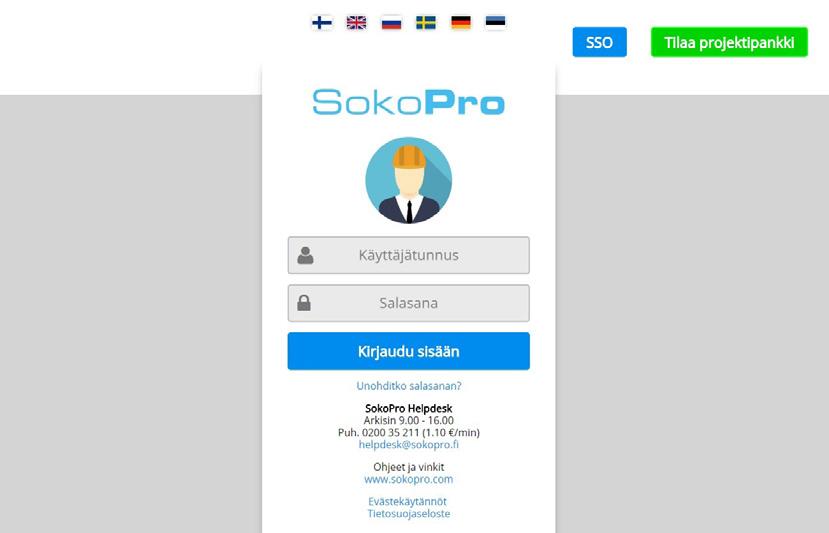 Matti Meikäläinen Salasana SokoPro Helpdesk Helpdesk avustaa SokoPro-asiakkaita järjestelmän ongelmatilanteissa. Ota rohkeasti yhteyttä! Arkisin 9.